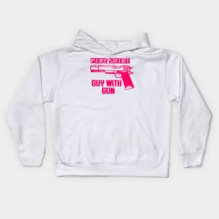 Pink Shirt Guy With Gun - Pistol - Pink - Rose Kids Hoodie